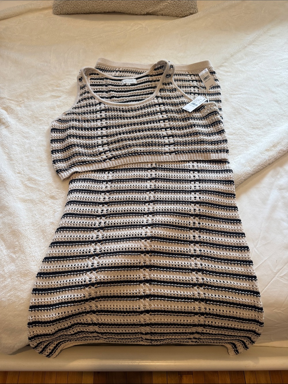PacSun Cream and Black Crochet Swim Coverup Dress